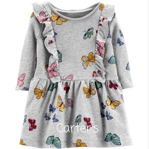 CARTER'S SWEATSHIRT BUTTERFLY DRESS, SIZE 2T
